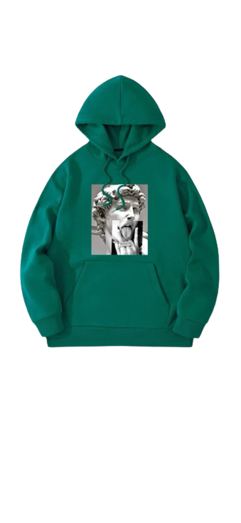 Men Sculpture and Figure Graphic Kangaroo Pocket Thermal Lined Hoodie