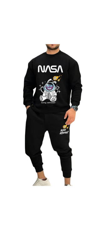 Men Letter & Cartoon Graphic Sweatshirt & Sweatpants