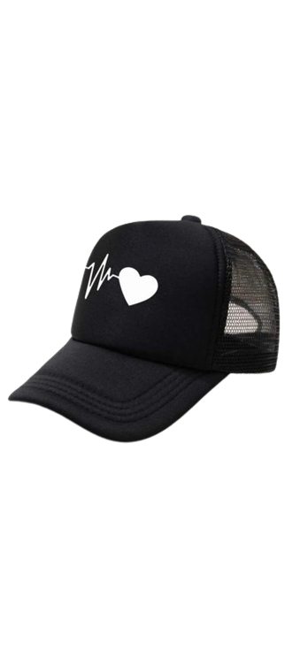 Men Heart Print Trucker Hat